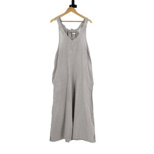 100% Italian Linen Wide Leg Crop Jumpsuit OS Boho Minimalist Lagenlook Coastal